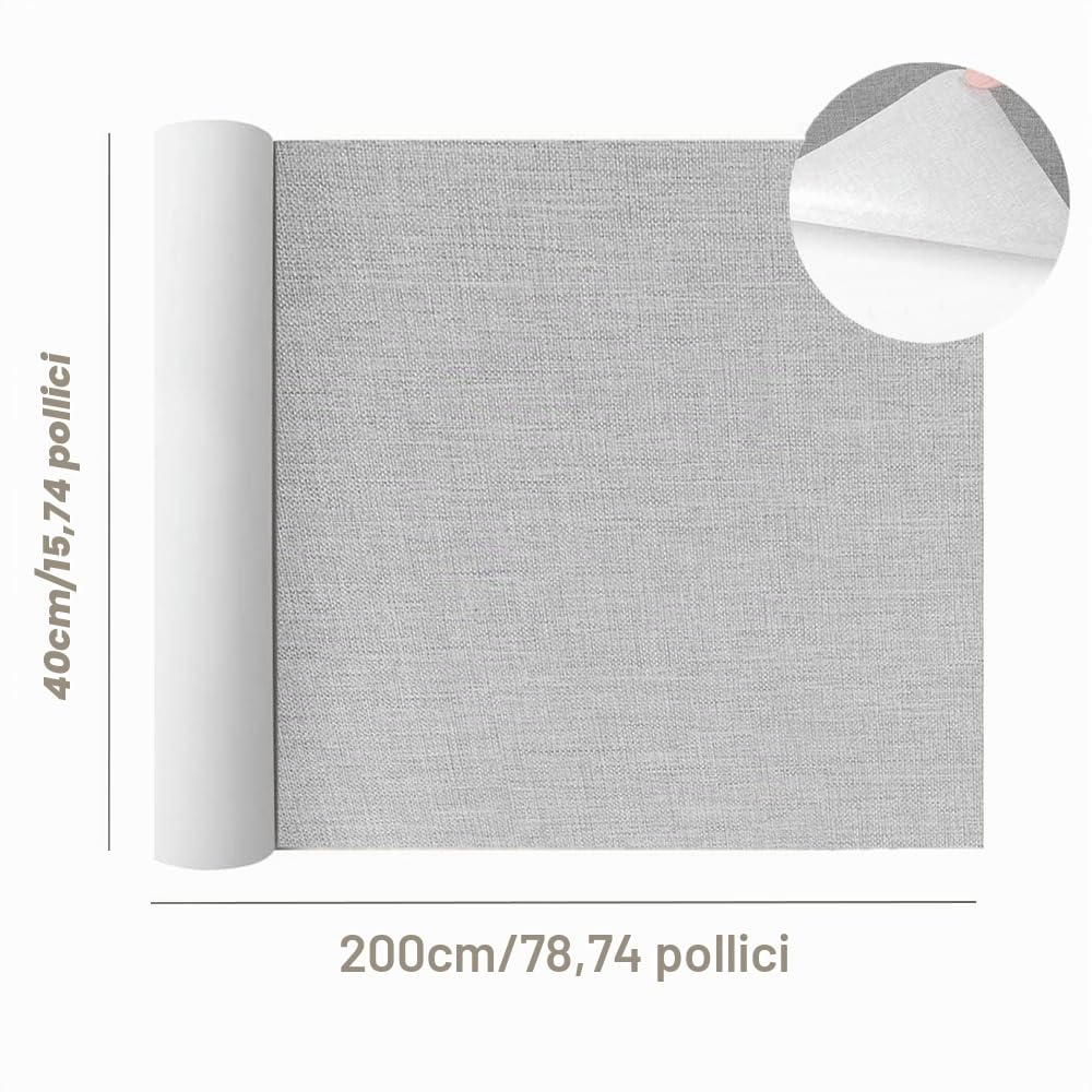 Toppe in Tessuto di Lino Autoadesive (200 * 40cm-Grigio Chiaro)