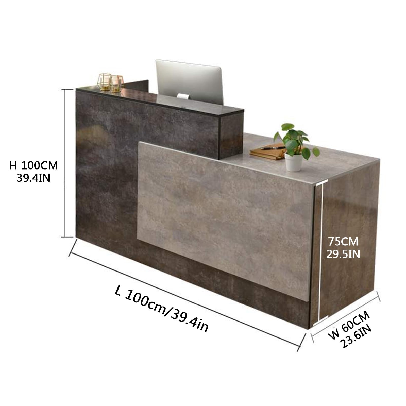 L-förmiger Emfpangstresen,Ladentische Kassentisch,Willkommensschalter,Moderner Tresen Hausbar Theke Bar Counter,mit Abschließbarer Schublade,großzügigem Stauraum(L,Left-100cm/39.4in)