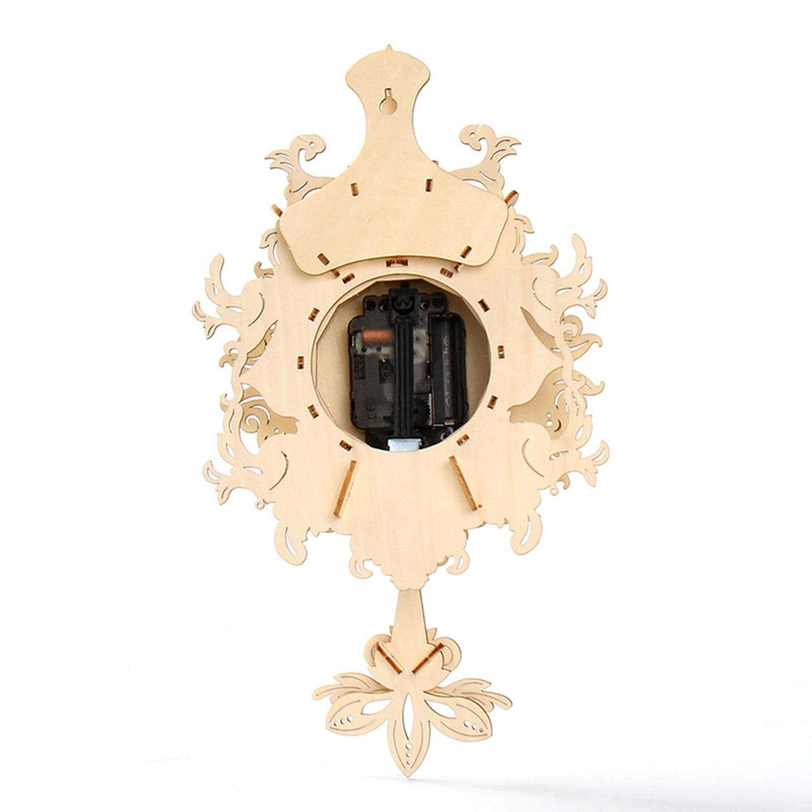 HouseVibe Modello di Orologio a Pendolo in Legno 3D per Adulti, Kit Fai da Te per Costruire Orologio da Parete Barocco, Decorazione Artigianale, 7.48x2.95x13 pollici