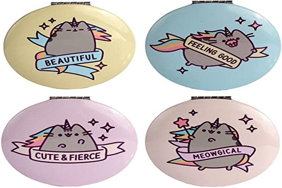 Puckator Pusheen the Cat Pusheenicorn Compact Mirror - Small Tiny Holiday Handbag Essentials Makeup Gift Sets For Women Teen Girls Compact Pocket Mirror - Cosmetics Mirrors - Stocking Fillers