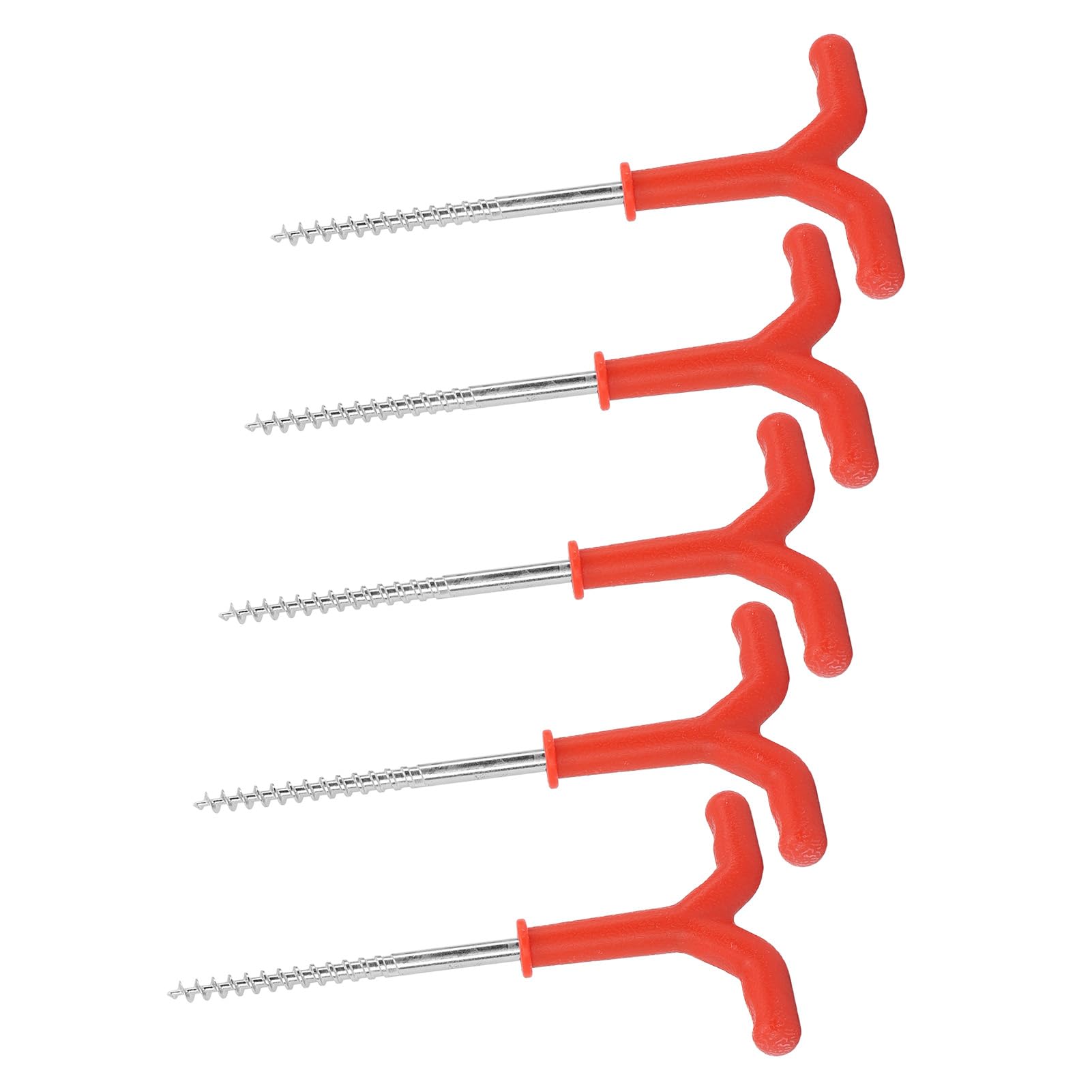 5 Stück Eisfischen-Zelthering, Eisschrauben, Befestigungspfahl, Schnellbohrer für Zeltbefestigung, Hering, Rot, 18,5 cm