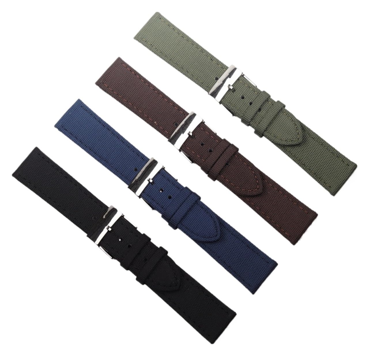 SiChouwz 22 mm czarny, niebieski, zielony, brązowy, nylonowy, skórzany pasek do zegarka, kompatybilny z paskiem(Green strap)