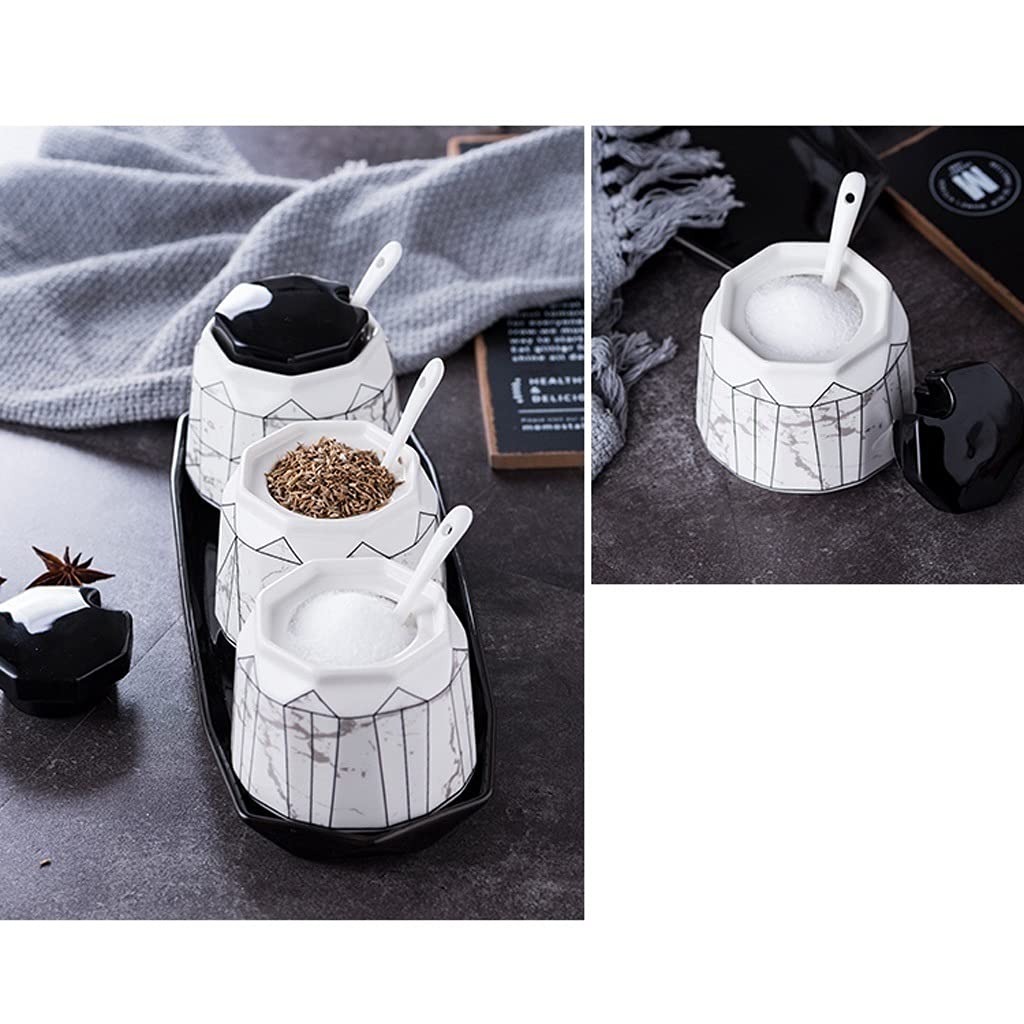 Słoiki ceramiczne. Zestaw garnków Pojemnik na przyprawy z łyżeczką ceramiczną z pokrywką i tacą 380 ml Cukiernica Pojemnik na przyprawy Puszka na przyprawy