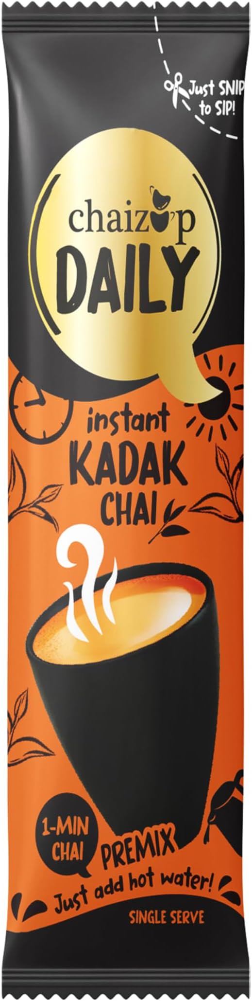 Chaizup Daily 1 Min Chai - Kadak Tea - 14gm x 30 sachet, Kadak Chai, Easy to Make Instant Tea, Home Like Tea, Aromatic and Flavoured, (Kadak Chai, 420 gm)