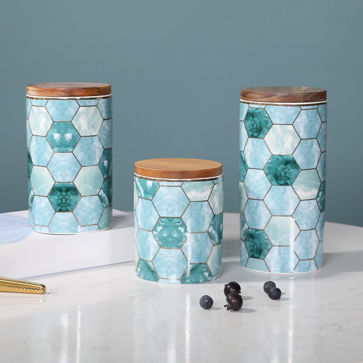 Ceramiczny Słoik Do Przechowywania Zestaw 3, Pojemnik Do Przechowywania Kawy Na Blacie Kuchennym, Pojemniki Na Żywność Z Hermetyczną Ceramiczną Pokrywką Na Kawę Ziarnistą
