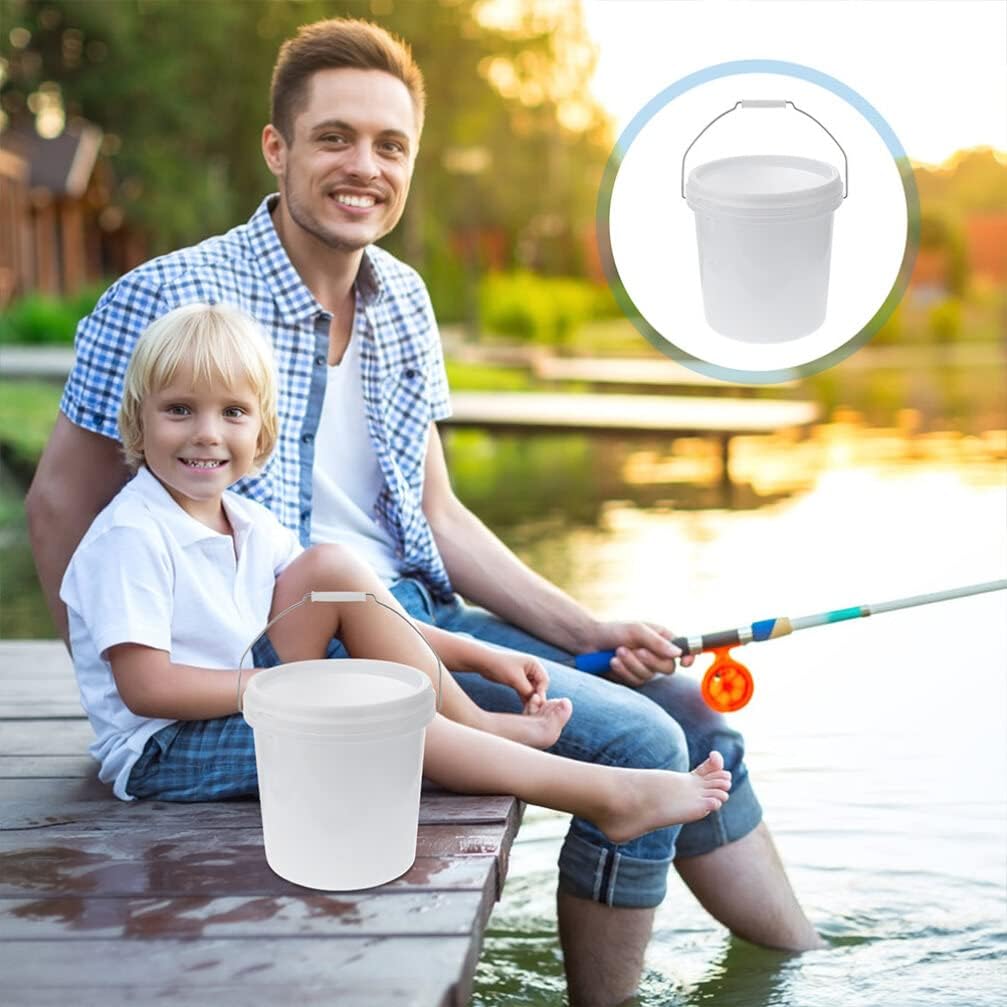 Baluue 1.5 Gallon Food Grade Bucket with Lid - Small White Plastic Pail with Handle for Kitchen Storage, Cleaning Supplies, Paint & Pet Food - Airtight Seal Container (5L)