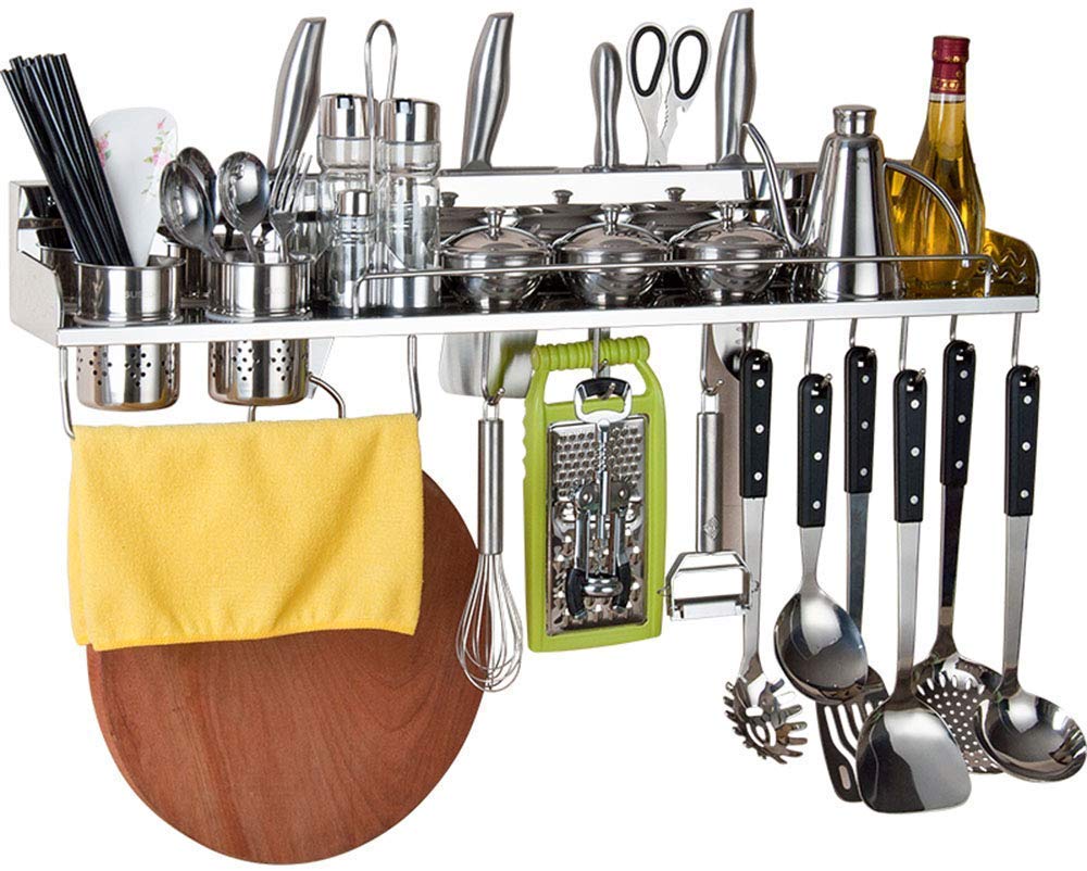 HADECOLL Shelf,Home Kitchen Racks 304 Stainless Steel Punch-Free Seasoning Rack Wall-Mounted Cutting Board Rack Kitchen Storage Rack,60×14×10.5Cm,60×14×10.5Cm