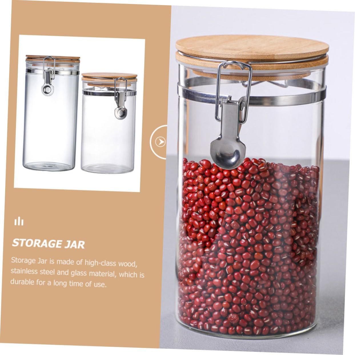 Gatuida Tarros de Almacenamiento 2 Piezas de Vidrio y Acero Inoxidable | Capacidades 1140ml y 1280ml, Diseño Transparente y Estructura Estable, Tapa Sellada para Cocina