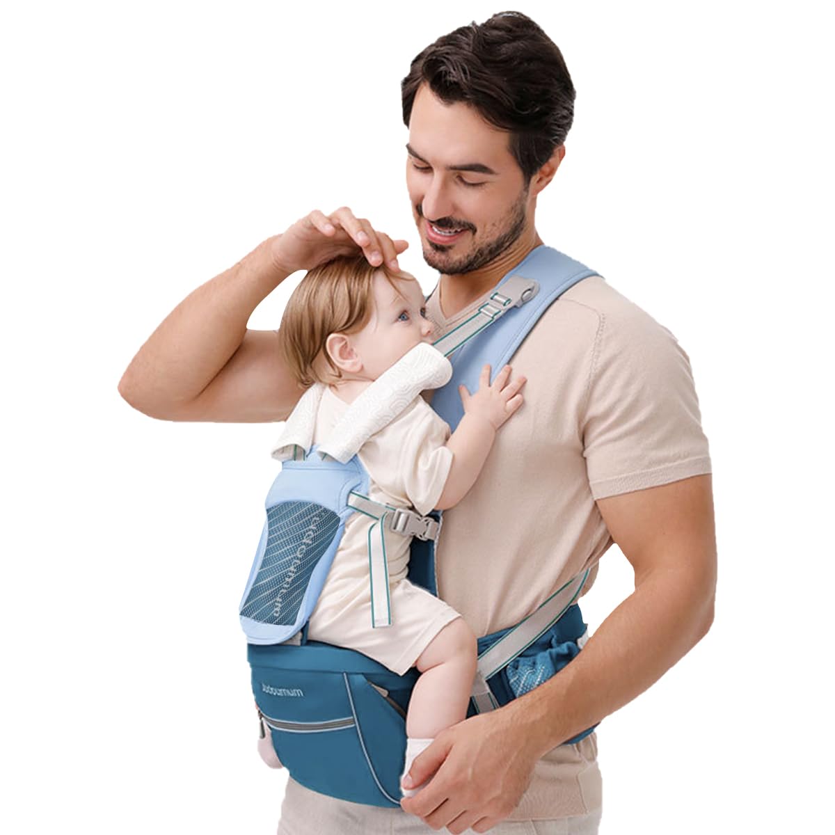 SONARIN 3 in 1 Regolabile Marsupio Neonati con Sedile,Portantina Multifunzionale Ergonomico Porta Bambino Fascia Porta Bebè Multi-Posizioni per Neonati Bambini 0-36 Mesi(Blu)
