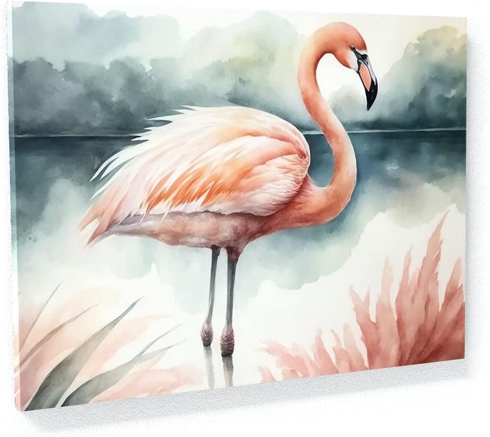 Sense Canvas Flamingo Landscape Soft 5 Canvas Art - Home Decor Wall Art