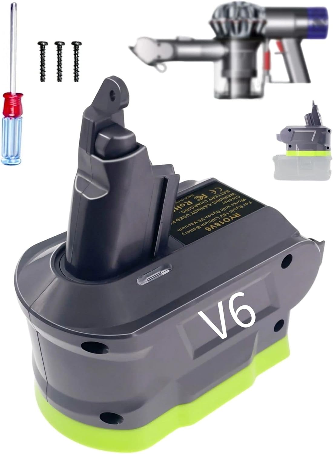 Ryobi Battery Adapter for Dyson V6, For Ryobi 18V Battery Converted to Replace Dyson V6 Battery