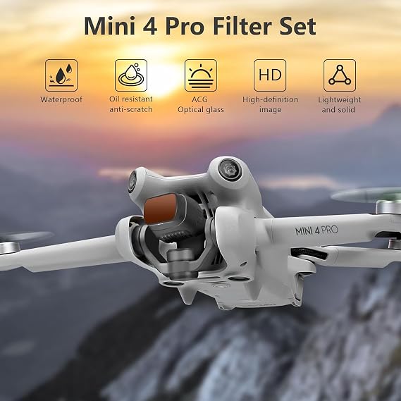 FPVtosky Mini 4 Pro Accessories Bundle - 7-IN-1 Kit, Carrying Case, ND Filter Set, RC2 Sunshade, Lanyard, Lens Cap, Screen Protector, Propeller Holder for DJI Mini 4