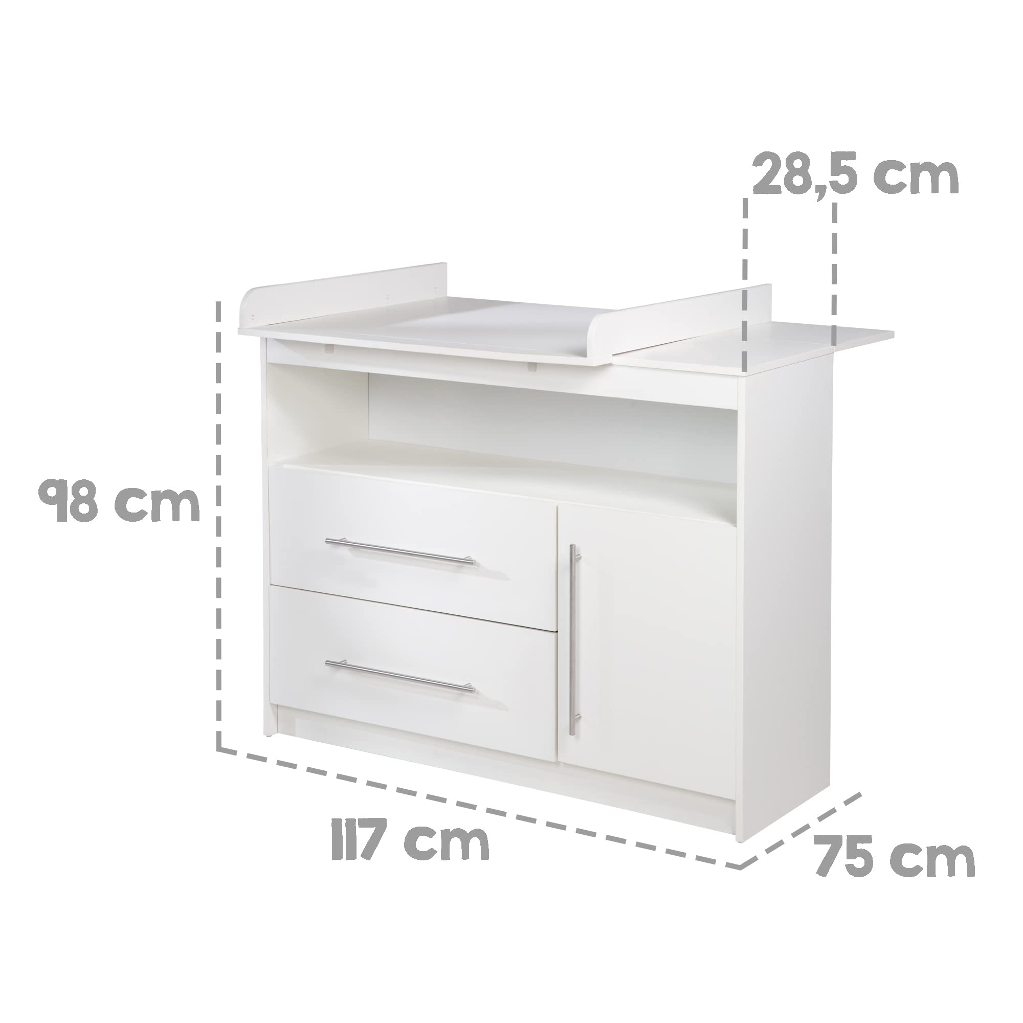 roba Babymöbel Maren - Lot de 2 pièces - Lit d'enfant 70 x 140 cm transformable + commode à langer - Blanc