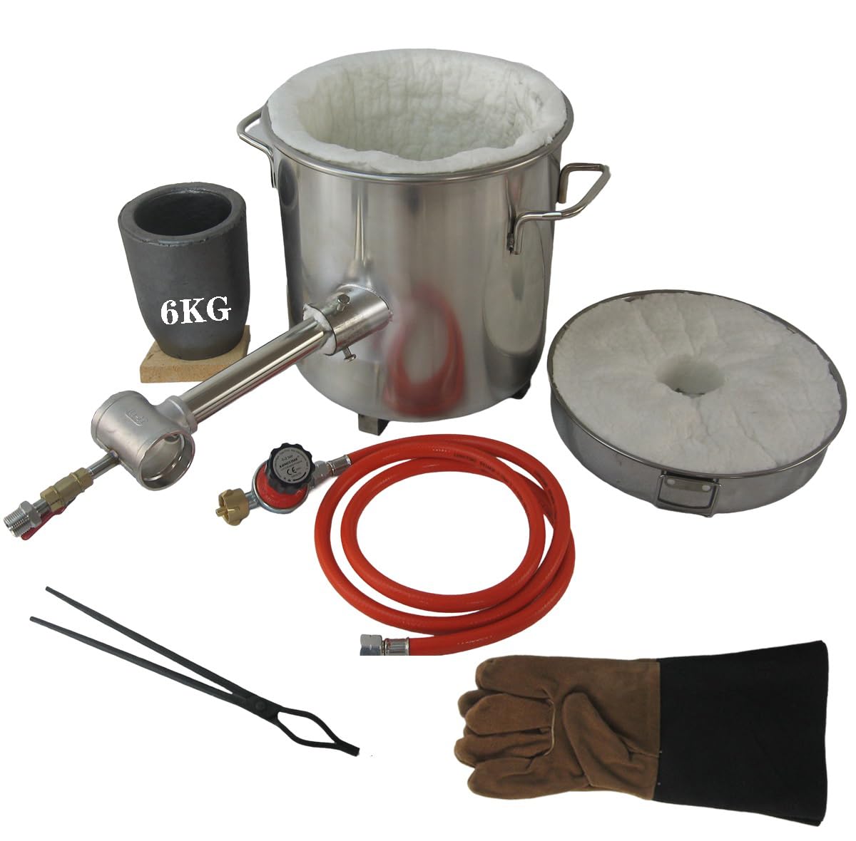 Four de fusion au propane 6 kg avec creux, forme de barre de 113 ml, four avec réducteur de pression pour métal, or, argent, cuivre, aluminium, kit d'outils de coulée complet