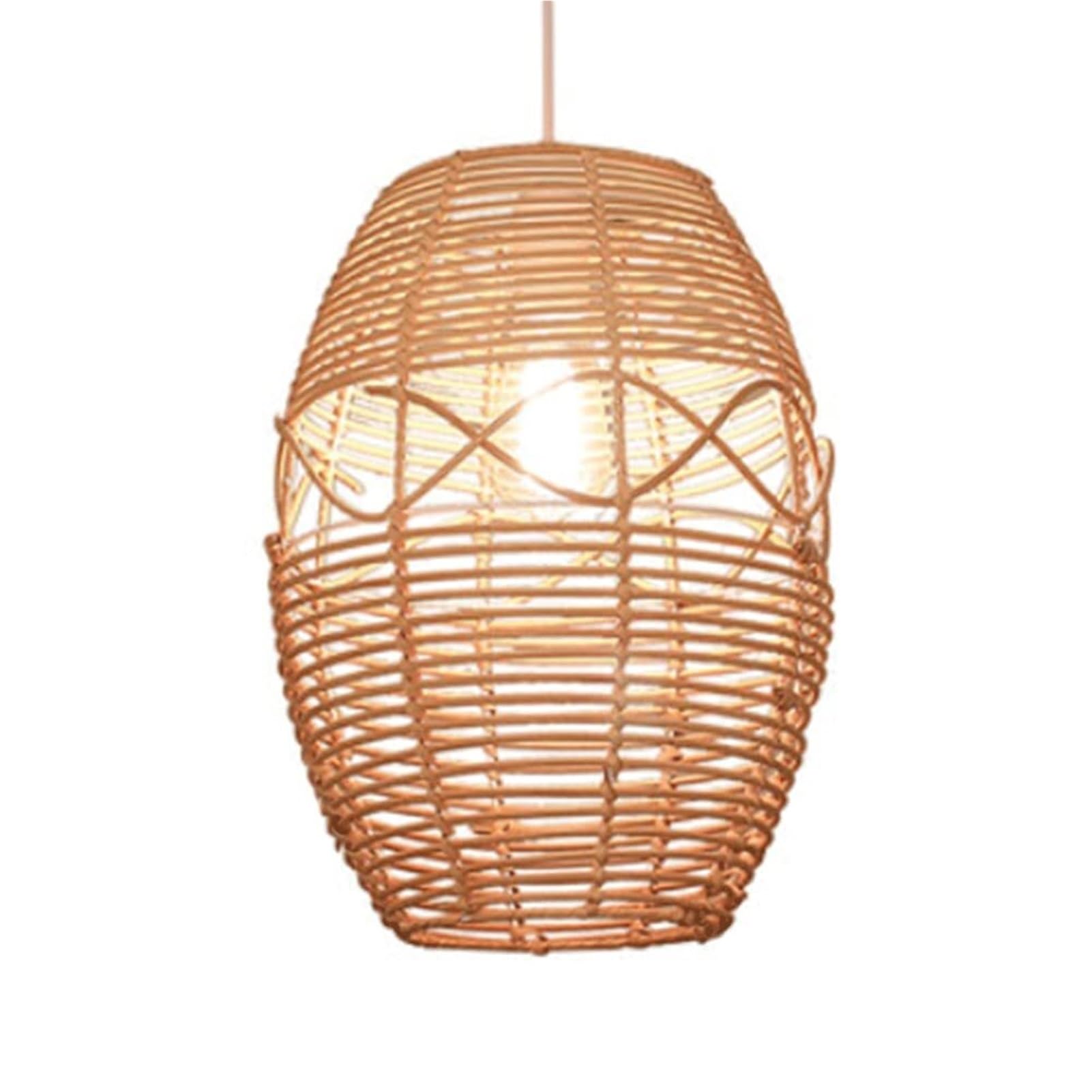 KBUUKYYXouy Rattan Basket Handmade Weave E27 Hanging Lamp Tropical Country Wicker Luminaire Traditional Natural Vine Chandelier for Living Room Corridor Teahouse Bedside