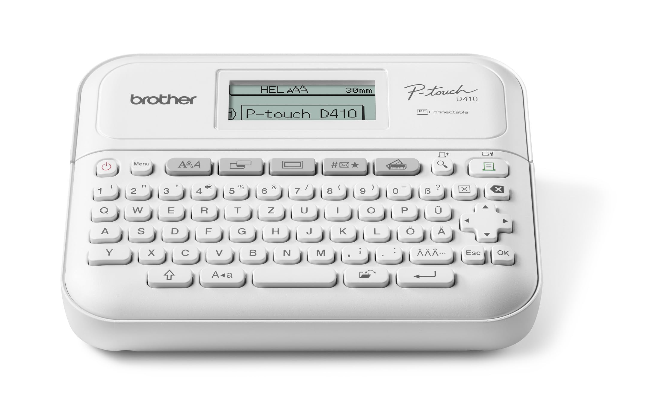 Brother PT-D410 - Etiquetadora para Oficina en casa y Oficina (para Cintas TZE de 3, 5 a 18 mm de Ancho, hasta 20 mm/seg, Velocidad de impresión), Color Blanco
