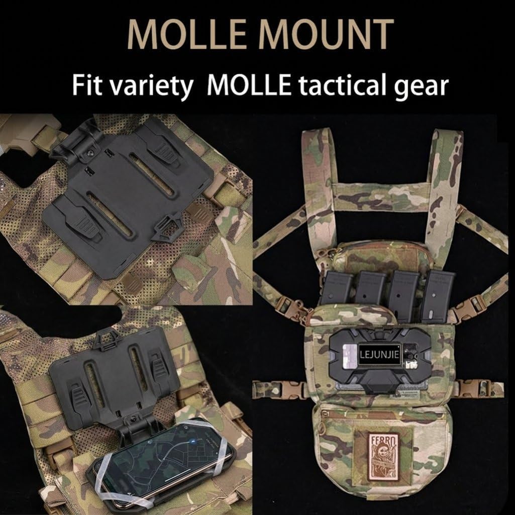 Molle Vest Phone Holder Universal Tactical，Airsoft Gear Accessories with Screen Size 4.7"-6.7" Phones