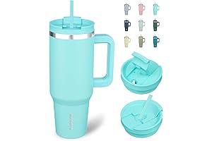 BJPKPK 40 oz Stainless Steel Tumbler With Handle Insulated Tumblers With 2...