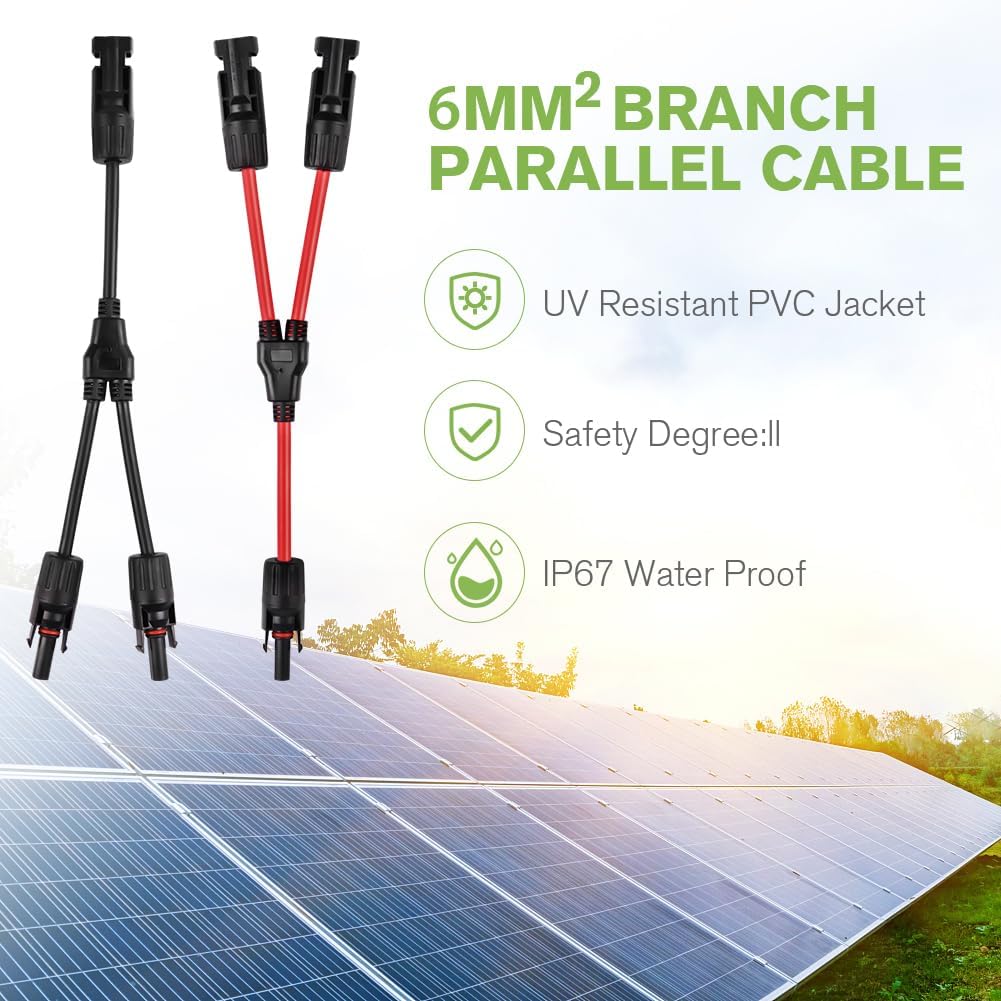 Connettori a Y Pannello Solare 6 mm² IP67 Impermeabile 1 Paio URAQT