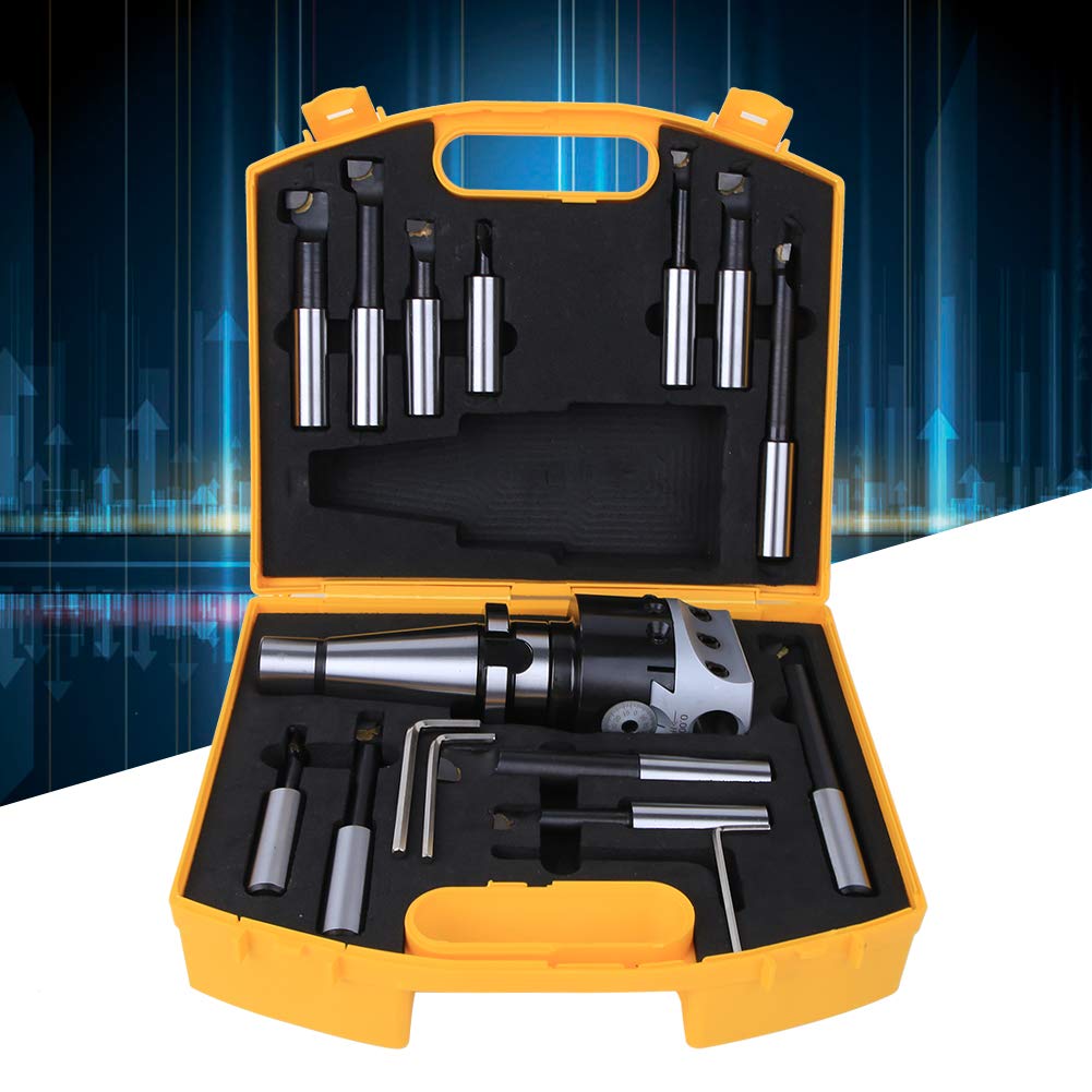 Hohe Härte 12 Stück Ausgezeichnete Härte CNC-Fräswerkzeug-Kit-Set, Bohrstange, Zähigkeitsbohrmaschine Bohrkopf CNC-Fräsmaschine für das CNC-Fräsen(NT40-F1-18-12PCS)