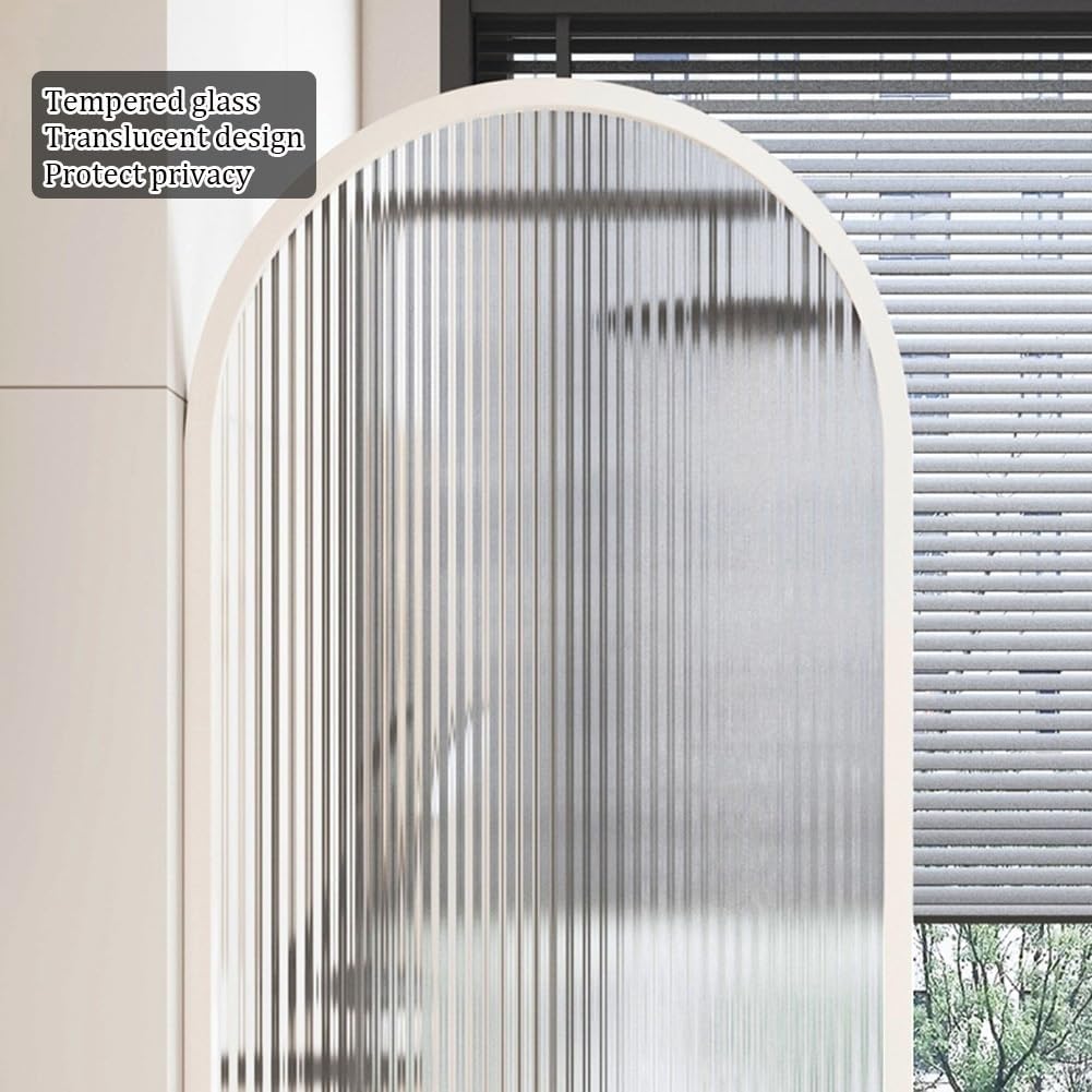 Modern Walk-in Shower Wall, Half Frosted Glass Room Divider Wall Panels, Bathroom Shower Door Screen Shower Partition for Hotel Restaurant(White,30x60cm)