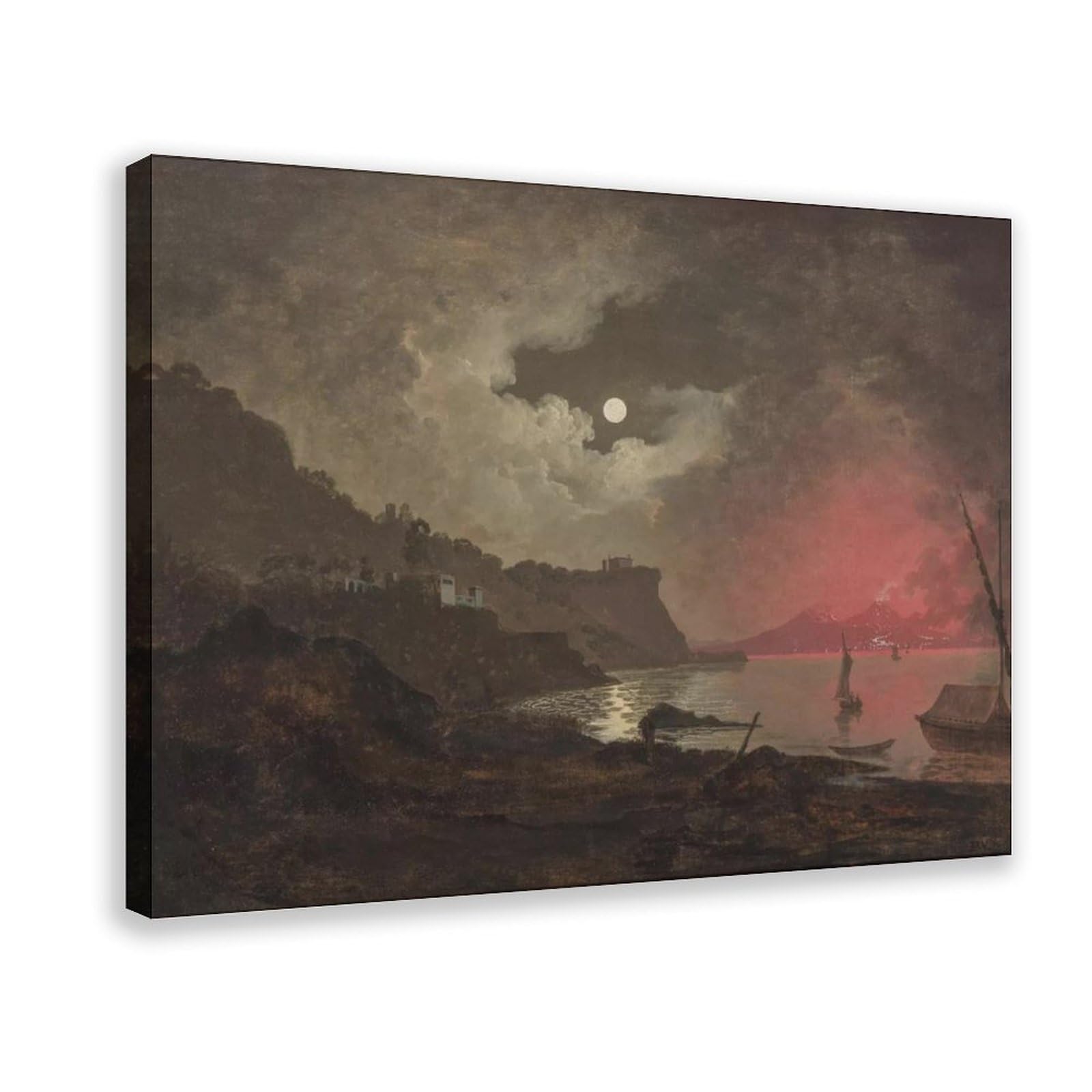 Piank Frame Joseph Wright Of Derby - A View Of Vesuvius From Posillipo Naples Canvas Art Poster And Wall Art Picture Print Modern Family Bedroom Decor 20X30