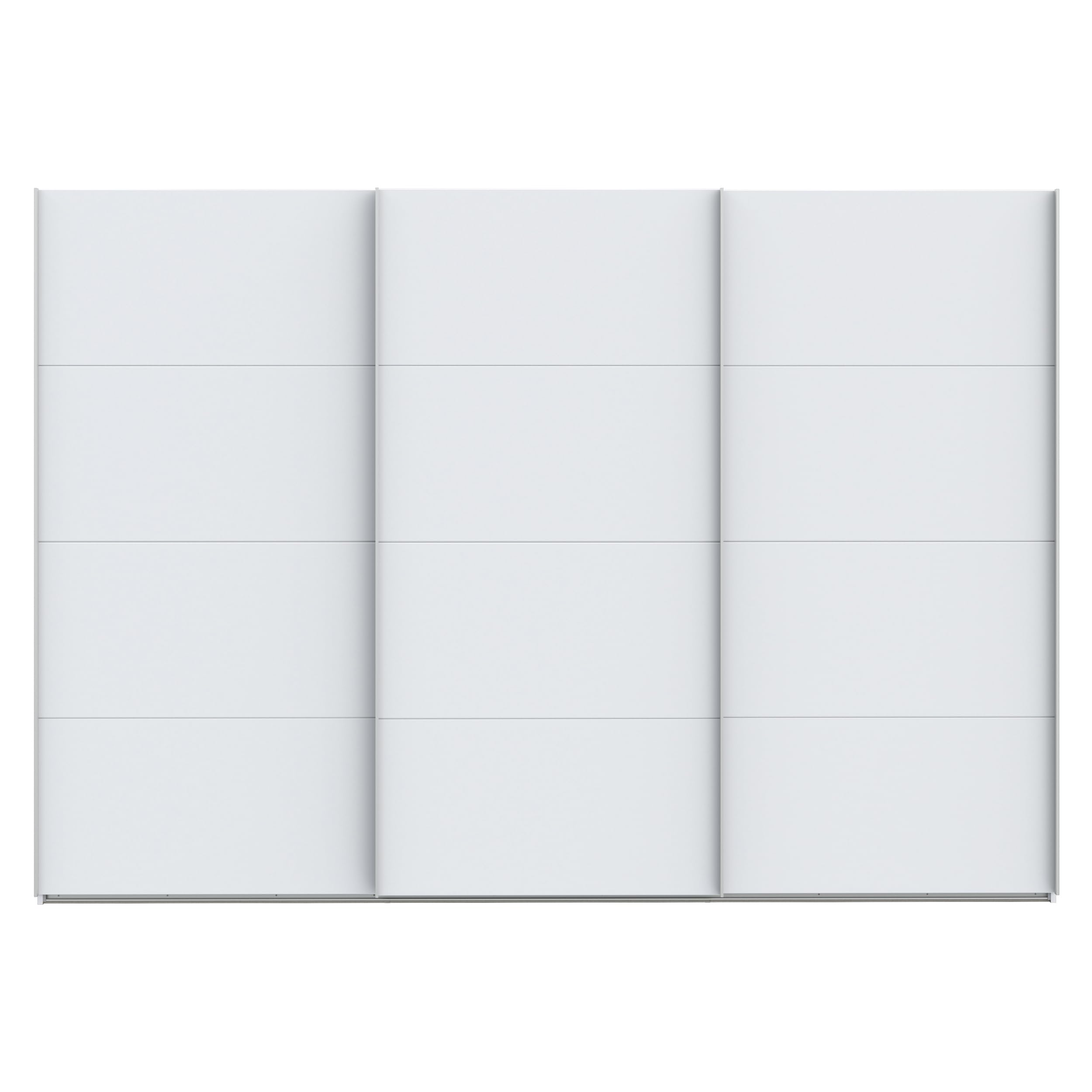 Forte SOPHISTISPACE Kleiderschrank 300, 3-türiger Schwebetürenschrank mit Einlegeböden und Kleiderstange, Weiß, 299,8 cm breit, 210,5 cm hoch, 62,9 cm tief
