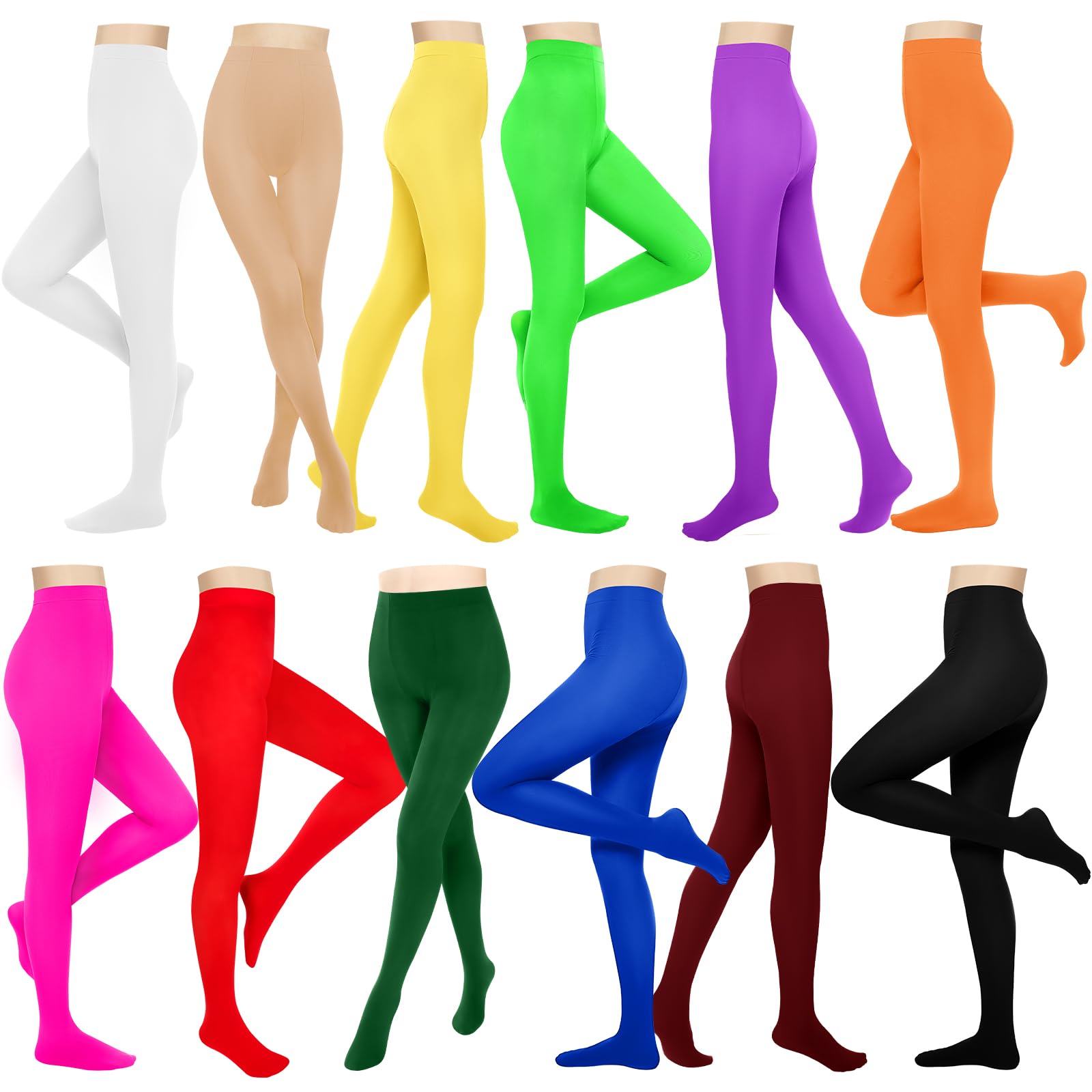 12 Pairs Solid Color Opaque Tight Colorful Style 80d Women's Soft High Waist Footed Leggings for Summer-image-22