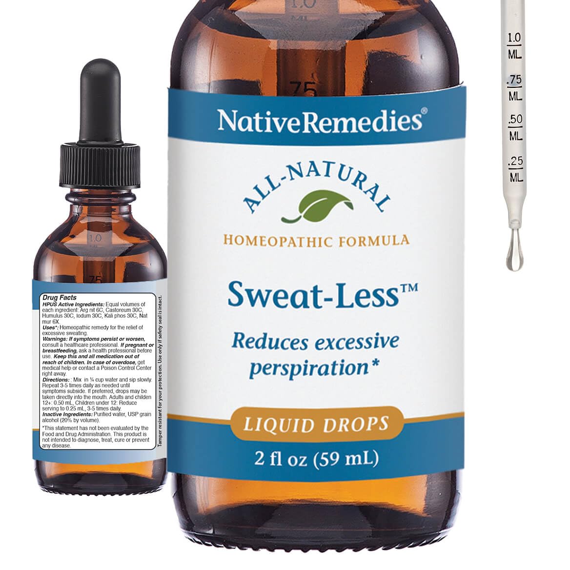 Native Remedies Sweat-Less - Natural Homeopathic Formula for Excessive Sweating, Perspiration and Clamminess - 59 mL