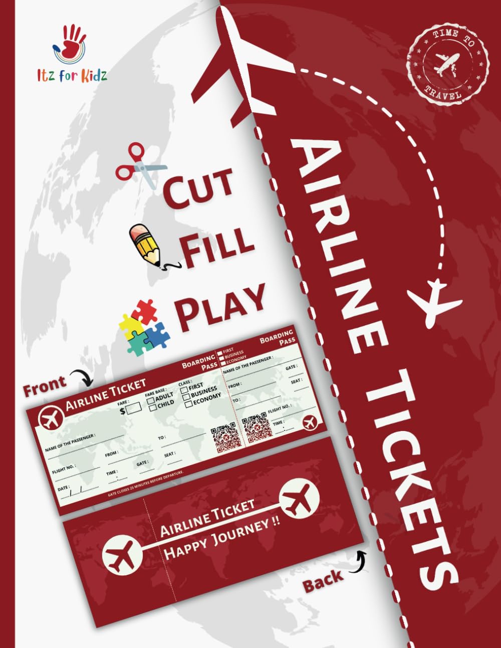 Itz for Kidz Cut-Fill-Play Airline Tickets: 36 Premium Colored Blank Tickets for Kids' Mini Airlines