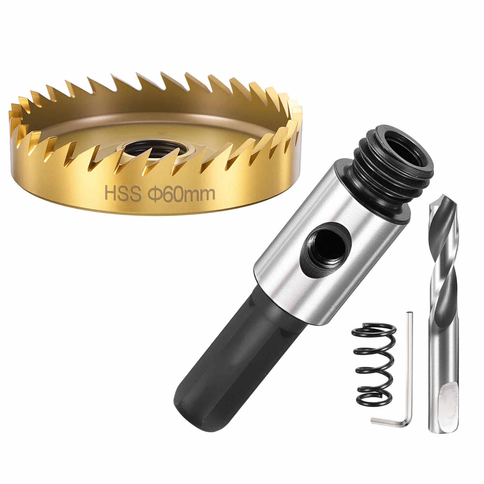 DTGN 2-3/8" Hole Saw 4341 High Speed Steel - 60mm Hole Cutter - Good for Thin Metal/PVC/Acrylic/Plastic/Wood Board - Gold