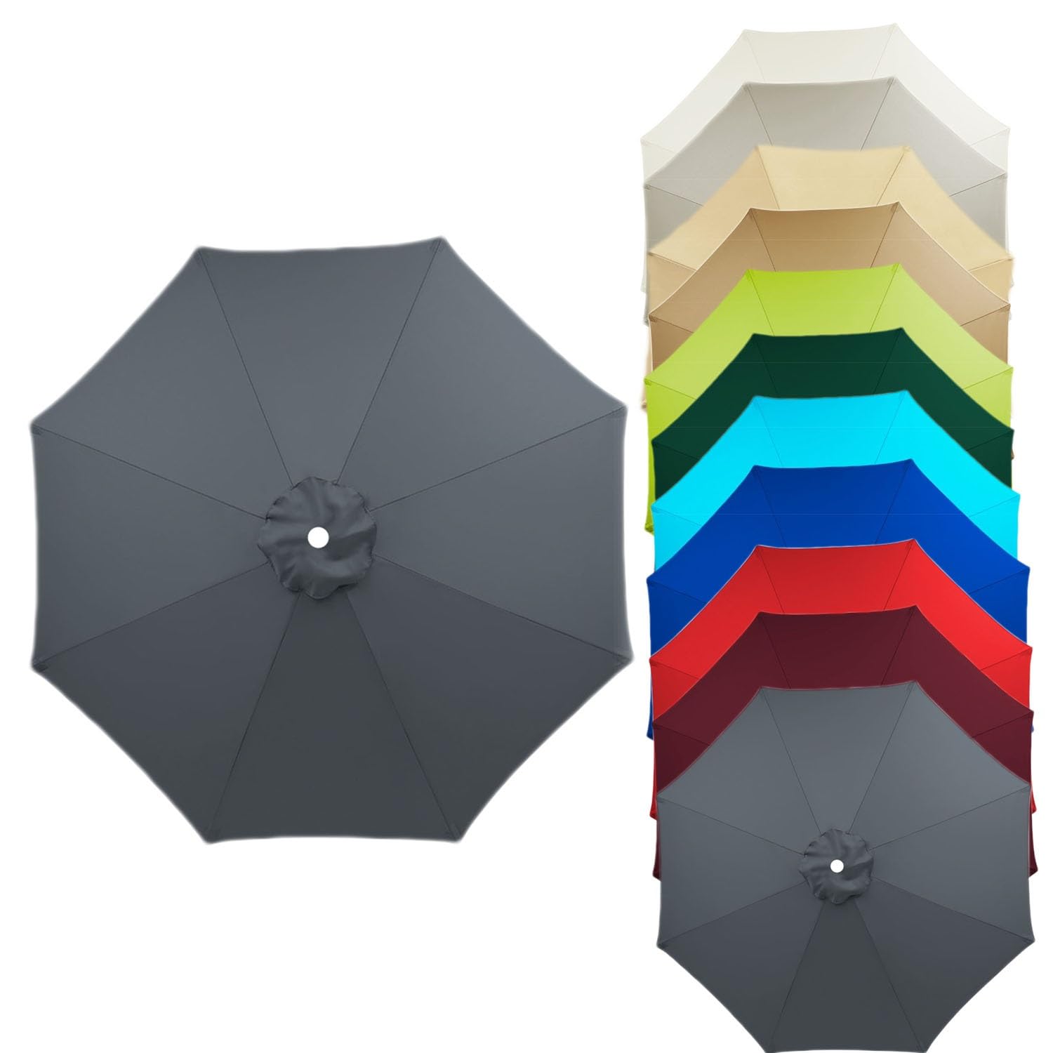 Patio umbrella Replacement Canopy Sun Umbrella Replacement Cloth 6 Arms/8 Arms Garden Parasol Replacement Fabric 2.7M/2.7M/3.0M Replacement Parasol Cover, Market Table Umbrella Canopy Fade Resistant ( — image 1