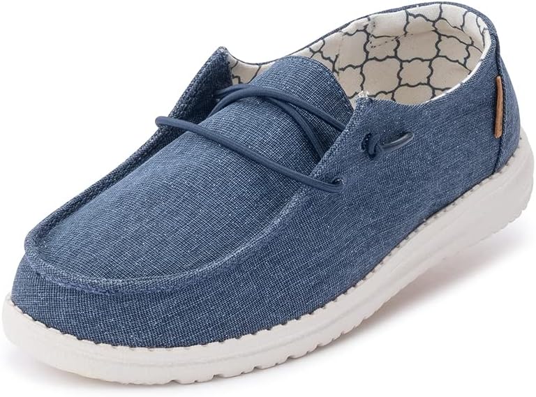 HEYDUDE Girl's Wendy Youth Sparkling Denim Size 13 | Girl’s Shoes | Girl’s Lace Up Loafers | Comfortable & Light-Weight