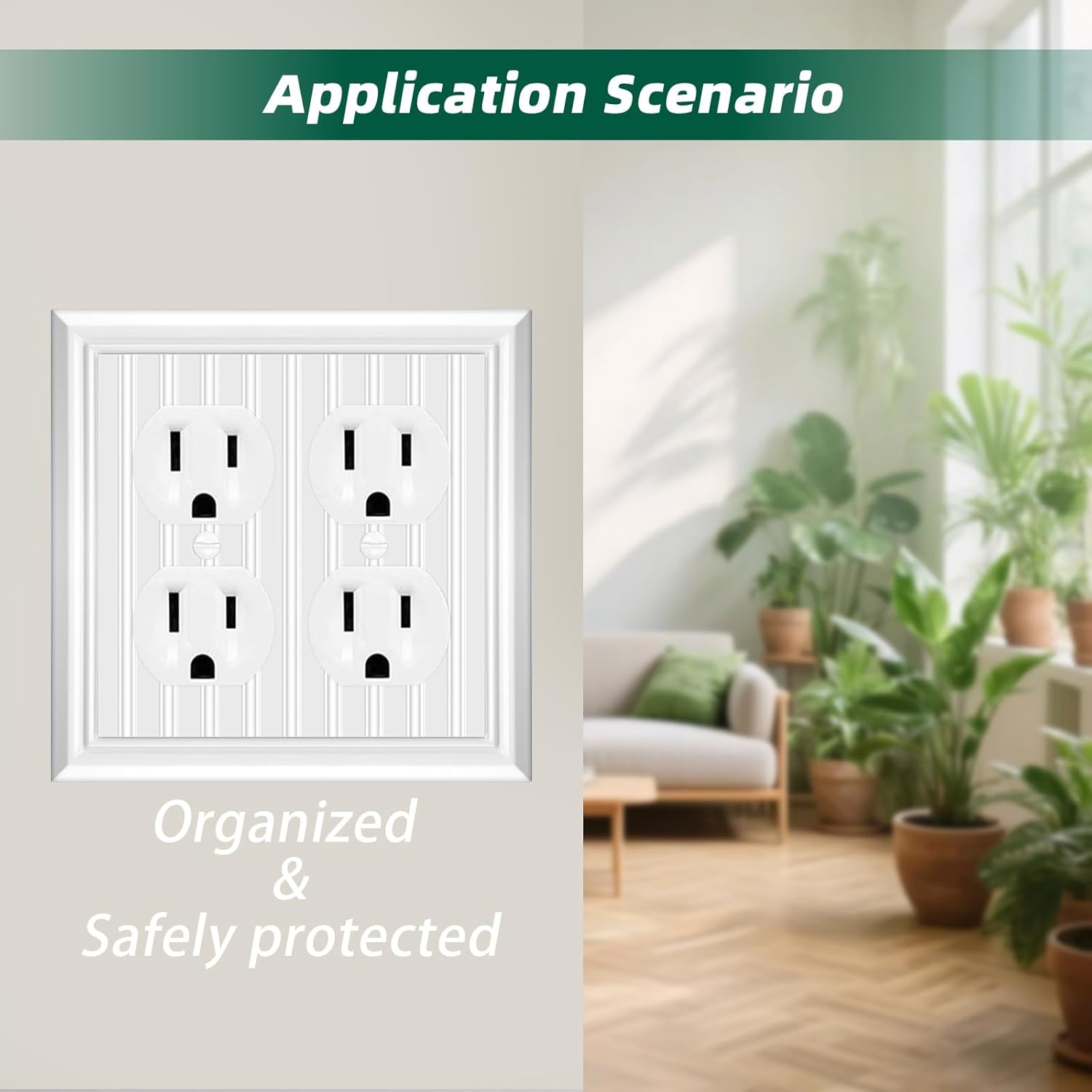 Classic White Double Cove Outlet Cover Wall Plates, Natural Material 2 Gang Duplex Decorative Switch Plates(2-Pack)
