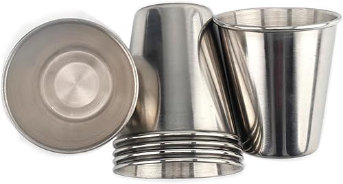 Paquete de 6 vasos de chupito de acero inoxidable de 2 onzas, mini cerveza espresso de metal para taza, hogar, restaurante, tequila, fiesta de licor