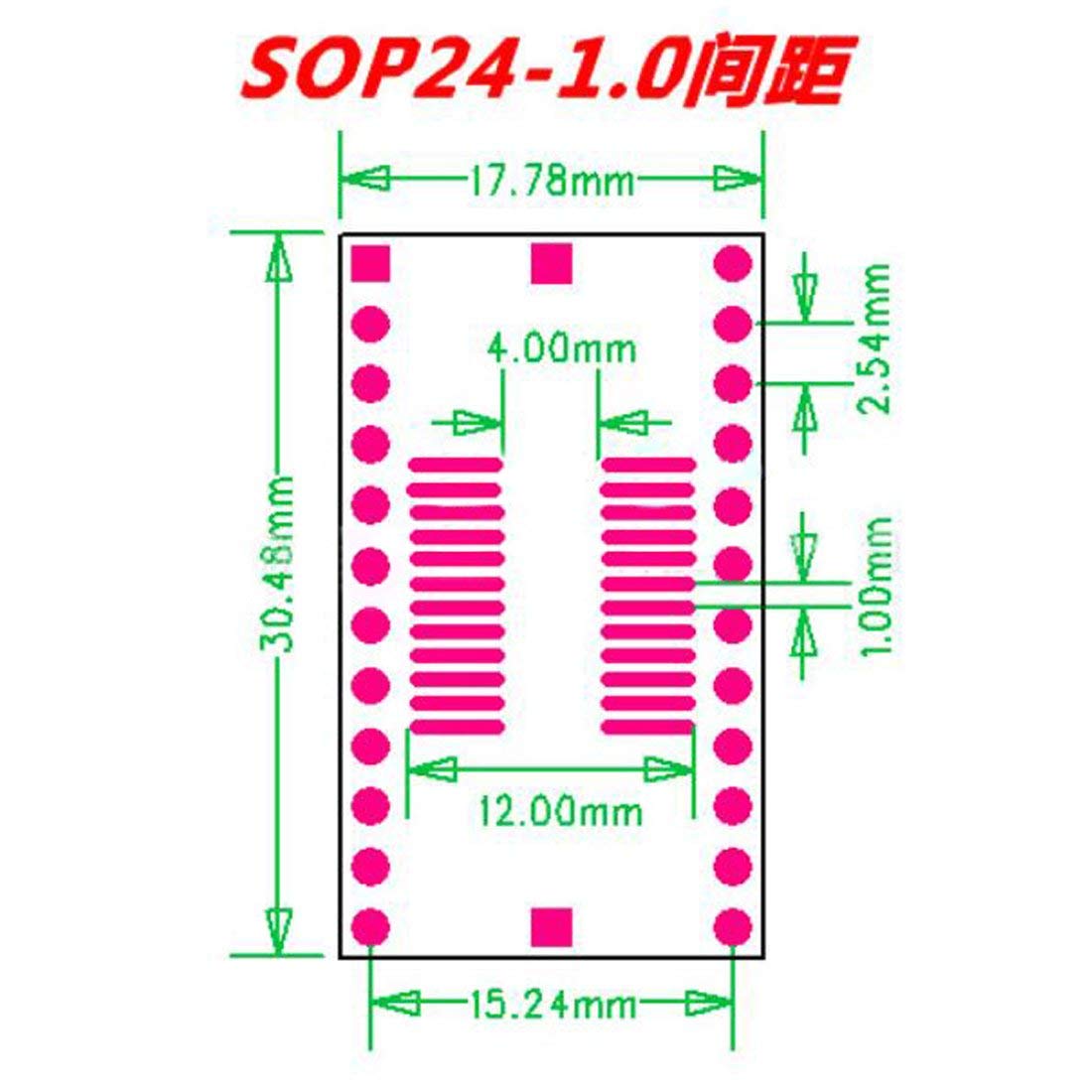 SOP 24PIN 1 mm/0805 a DIP Adapter PCB Board SMD Converter 10 pezzi