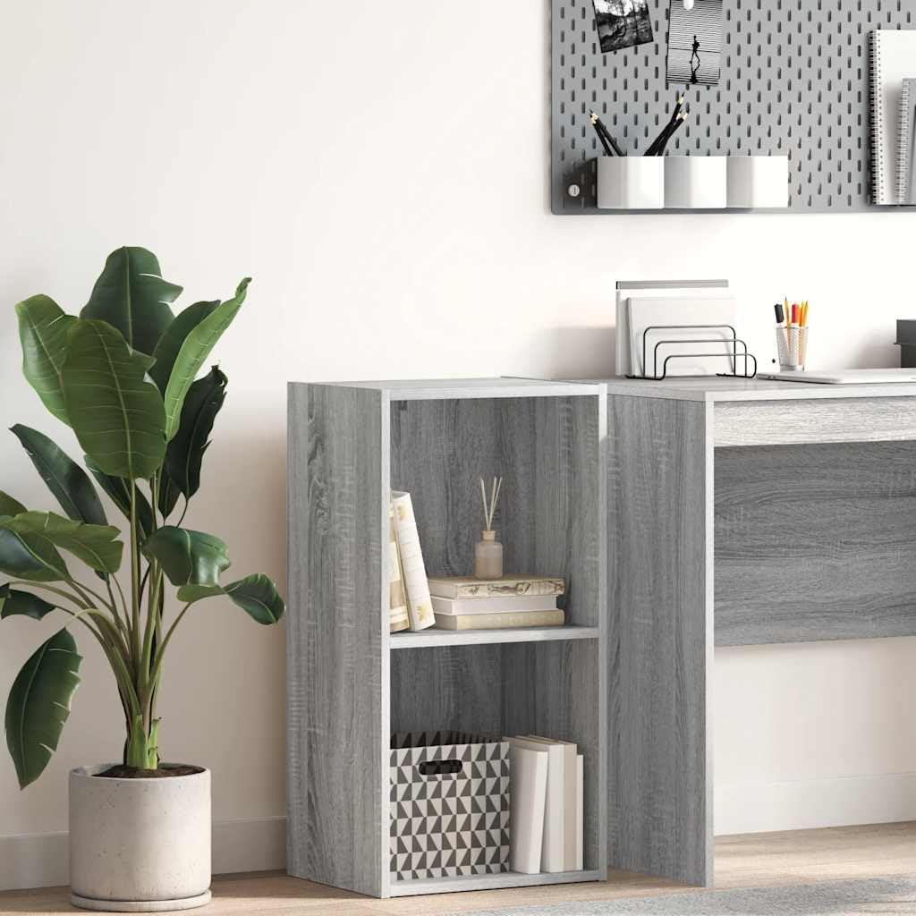Libreria grigio Sonoma, 40 x 30 x 77 cm, in legno con scomparti aperti, stabile scaffale da ufficio e scaffale per documenti, per soggiorno, studio e corridoio