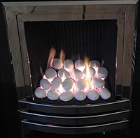 Vista 4 de 24 piezas de guijarros de cerámica para chimeneas, para todo tipo de interiores, inserciones de gas, sin ventilación y sin ventilación, chimeneas