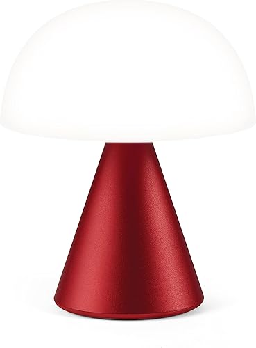 Lexon Mina M - Lámpara de noche LED, inalámbrica y recargable, aluminio pulido, mediano, color rojo oscuro