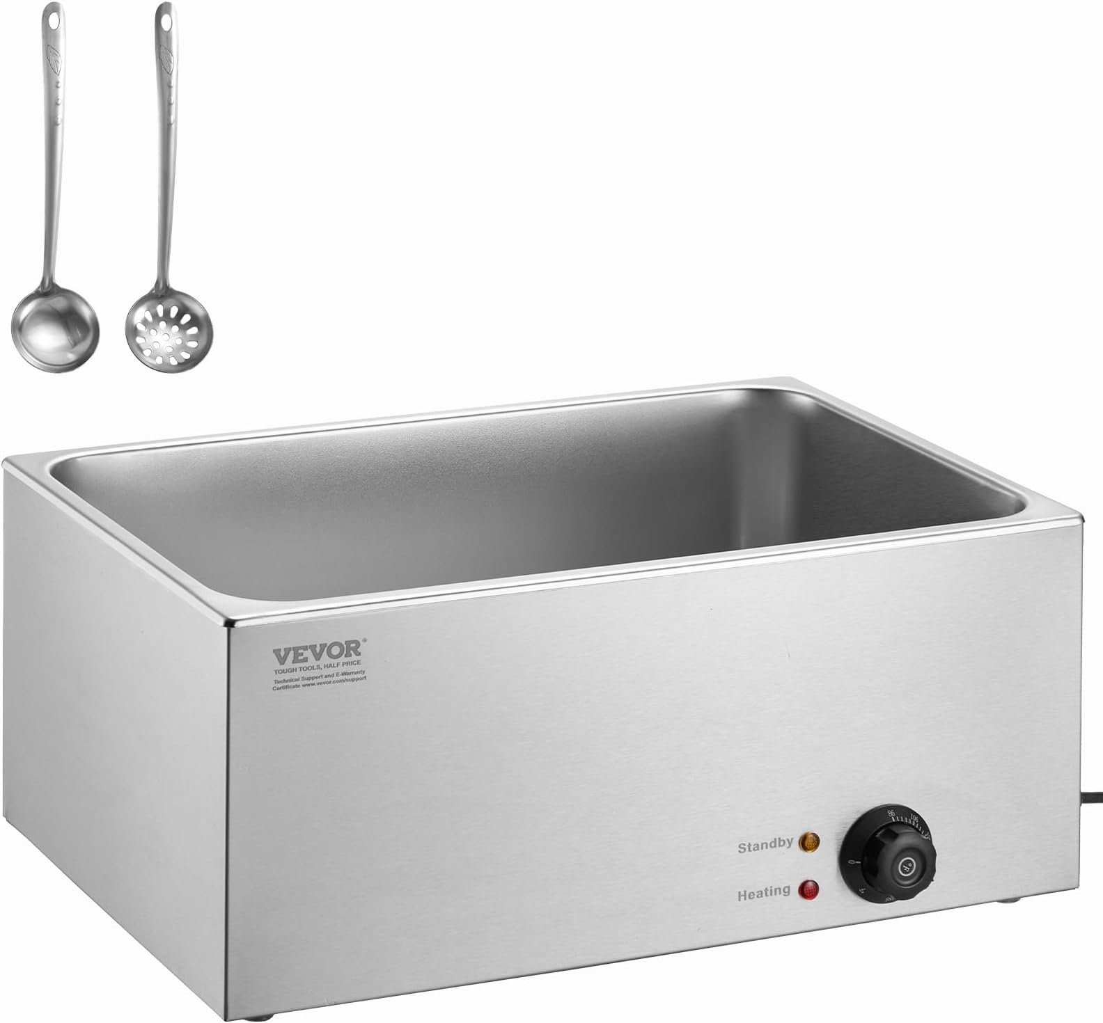 VEVOR Commercial Food Warmer 24QT Bain Marie 1200W Electric Buffet Warmer Steam Table Food Warmer Countertop Stainless Steel Food Warmer Wet or Dry Use for Parties, Catering and Restaurant