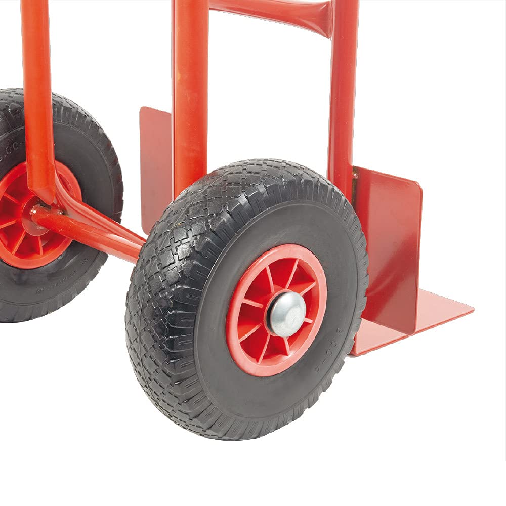 TRESTLES S04 Rot Sackkarre | Stahlgestänge | pannensicheres PU Rad | 250 kg Tragkraft | Treppenrutschkufen | Made in EU
