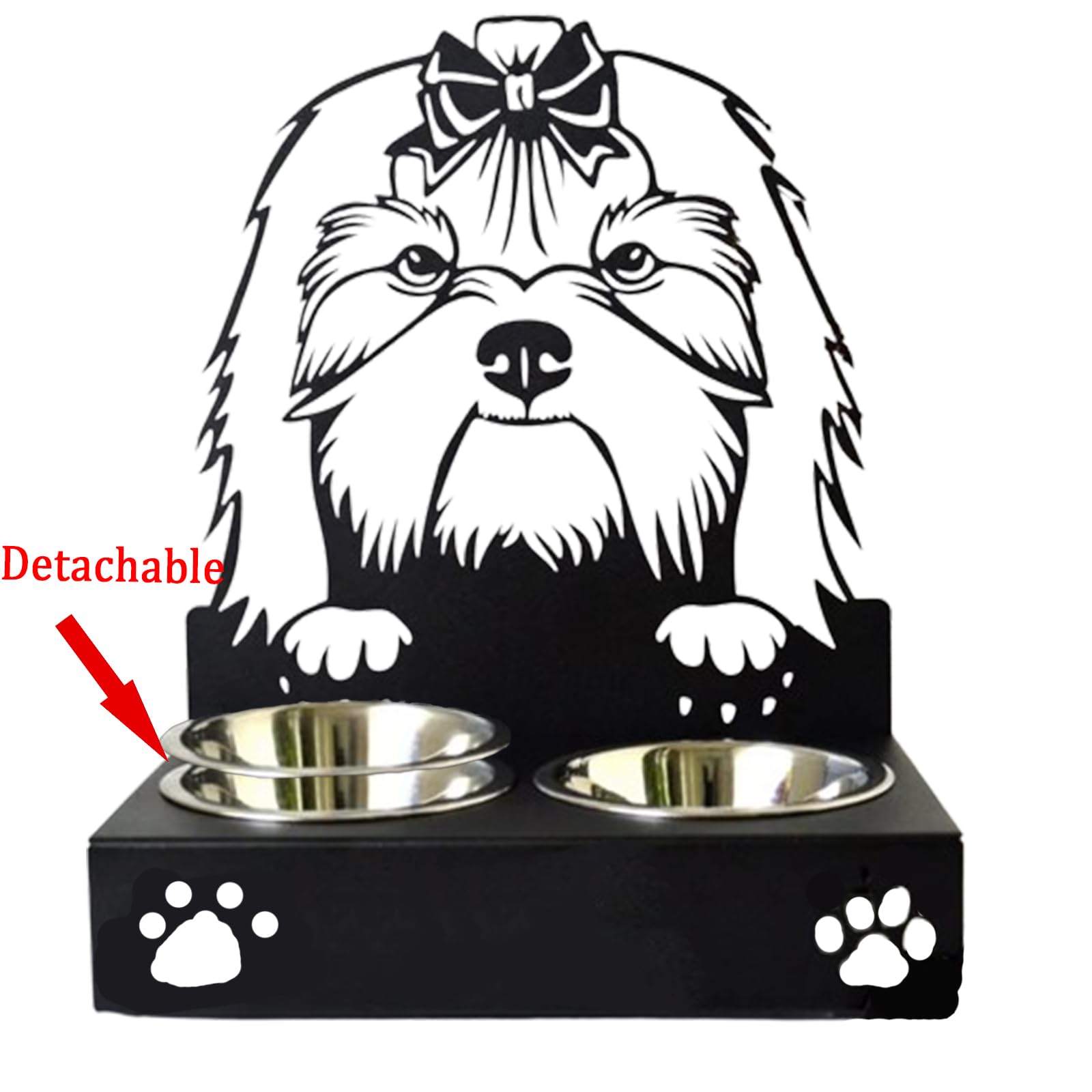 Gamelle Double Pour Chien Et Chat - Personnalisable Avec Son Nom - En Acier Inoxydable épais - Antidérapante - Idéale Pour Nourriture Et Eau - 9