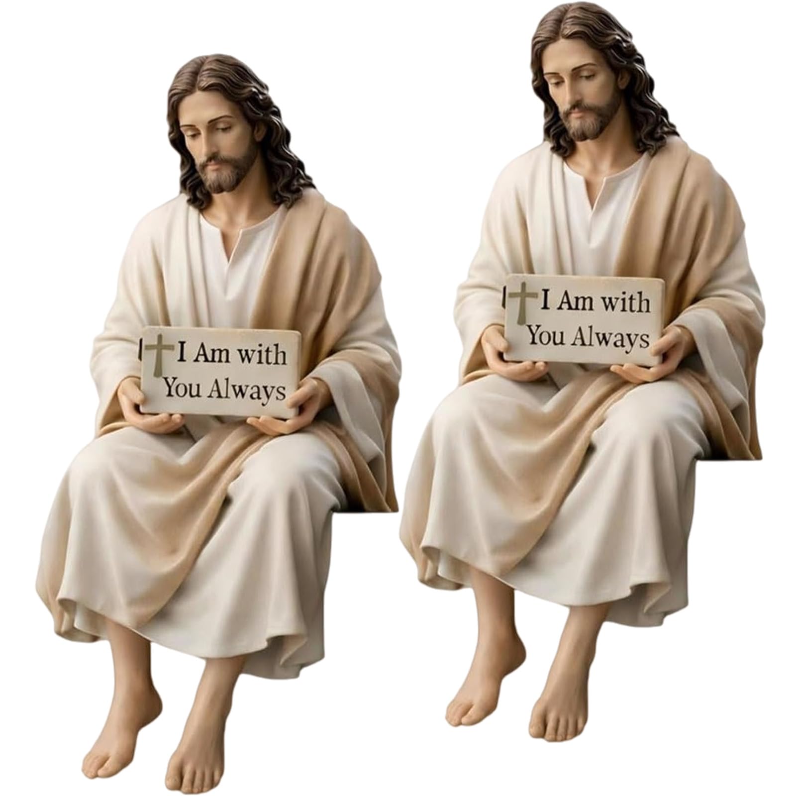 Jazuaiao Inspirational Holy Statue with Hand Painted Detail Resin Desk Companionship Figurine Ornament Religious Gift Religious Home Decors