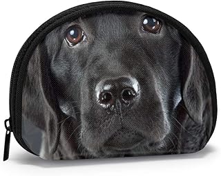 Oxford Cloth Dog Black Labrador Retriever Snout Eyes Nose Coin Purse Small Zipper Wallet Bag Change Pouch Mini Cosmetic Makeup Bags Organizer Multipurpose Pouches