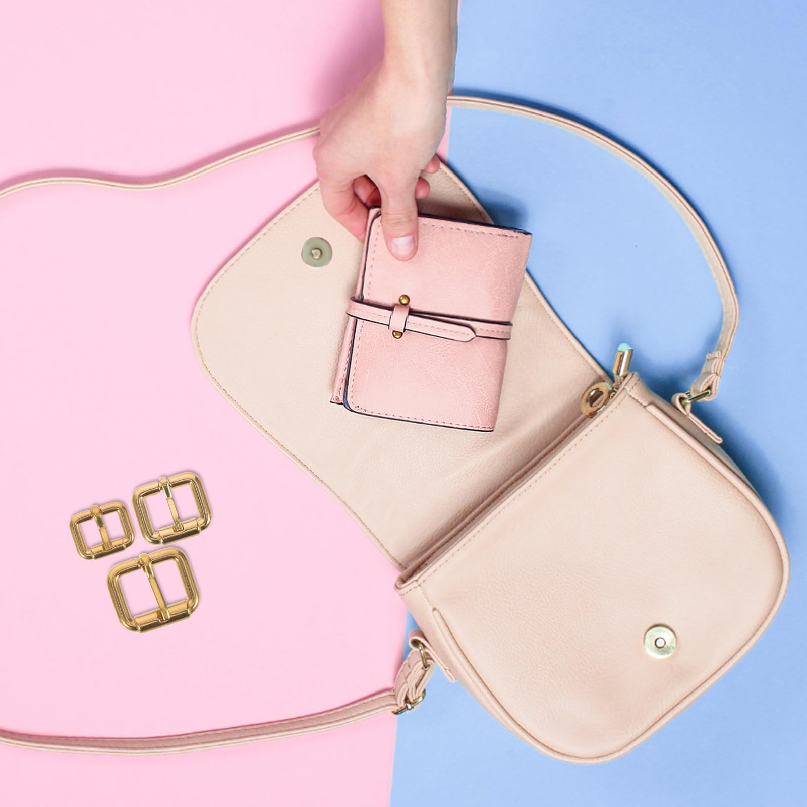 NUOBESTY Fibbie a rullo con punta singola da 3 pezzi per cintura di borsa - Fibbie di ricambio in metallo per artigianato fai da te, cinghie per borse, accessori per la riparazione di borse