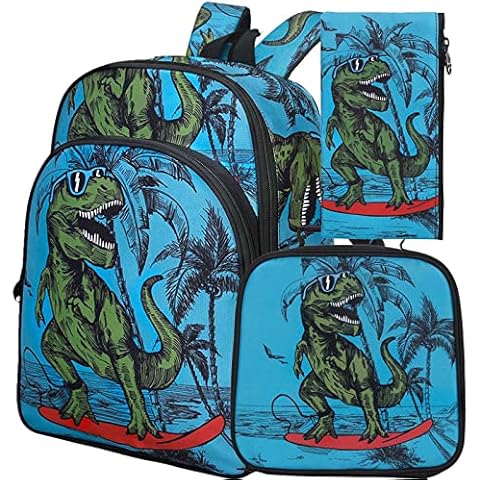 Dinosaur Backpack for Boys, 16" Preschool Bookbag and Lunch Box Cover