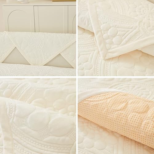 Miniatura 7 de vctops Fundas acolchadas con bordado circular bohemio para sofá, funda antideslizante para sofá seccional, funda de sofá de felpa súper suave,