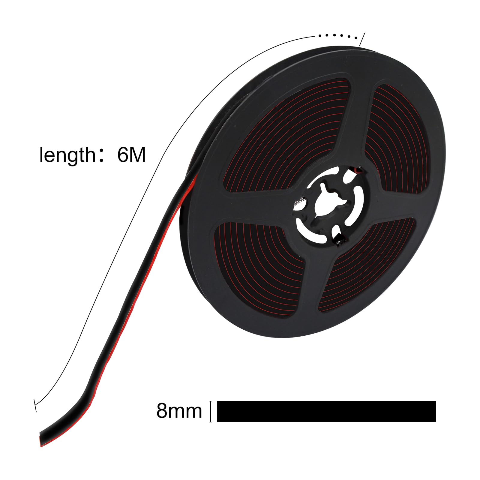 Vogueing Tool Keramische tegel schimmelwerende kloof tape, 6M* 8MM afdichting decoratieve hoek zijrand tape strip bad badkamer douche roll kit tap strip-zwart