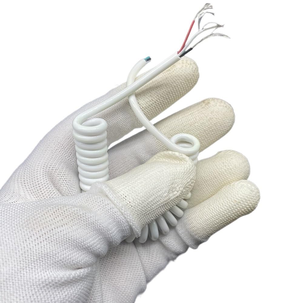 Cable Cord 4 Core White Spring Cable 3mm OD Spring Cable Car Telescopic Spring Wire Spring Wire DIY Cable Spiral Extension