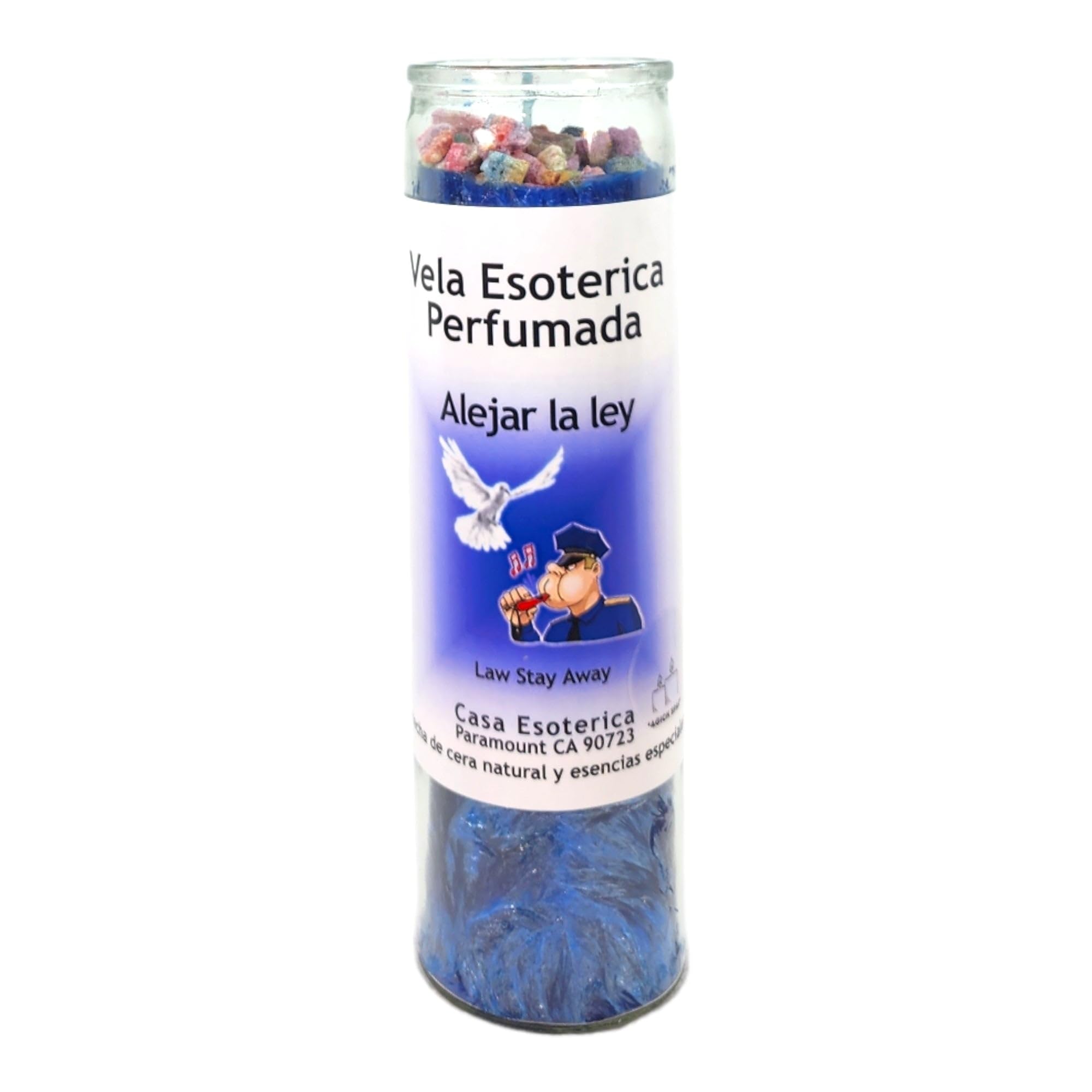 Law Stay Away-Palm Wax Spiritual Intention Spell Candle-[Blue] | Vela CASA ESOTERICA PERFUMADA- (ALEJAR LA Ley)